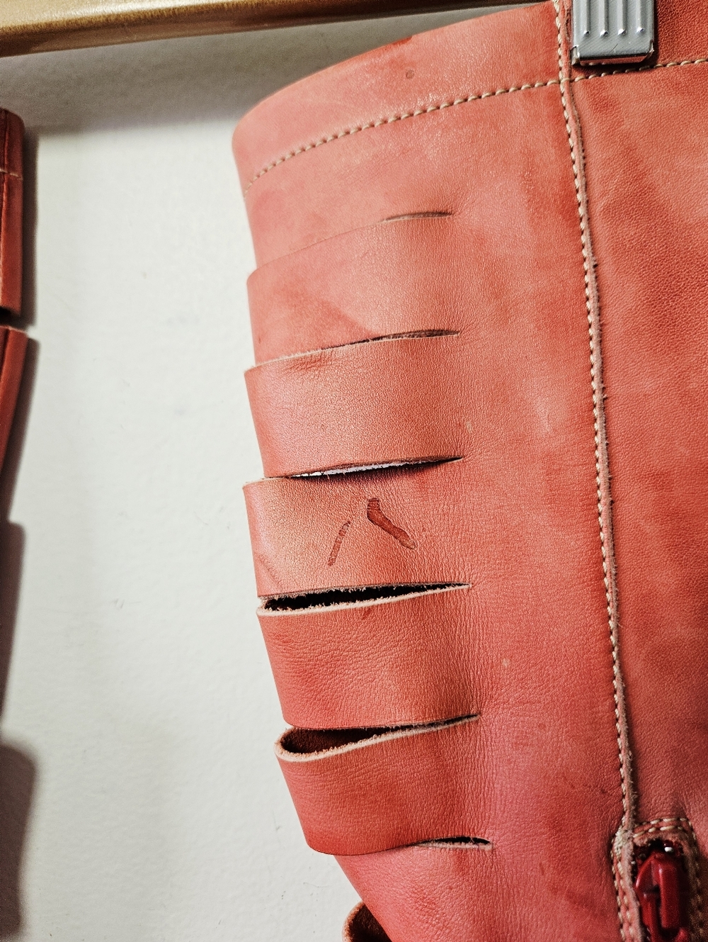 Prophecy Red Leather Knee High Boots Size 41 US 10 Artsy Boho - Picture 4 of 8